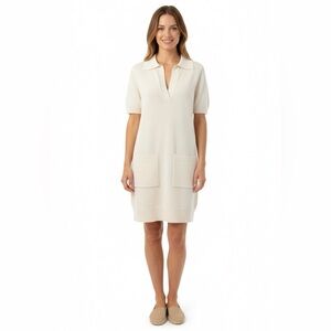 Show Me Your Mumu Dexter Cream Knit Short Sleeve Polo Sweater Dress - Small